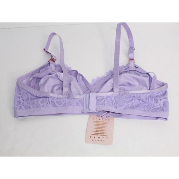Savage X Fenty by Rihanna L Purple Lace Gold Unwired Structured Bra NWT - Picture 4 of 13